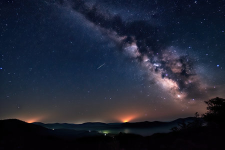 a view of the cosmos with a starry night sky, and planets and stars visible, created with generative aiの素材