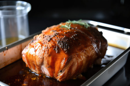 sous-vide pork shoulder roast, ready to be finished in the oven and served with sauce, created with generative aiの素材