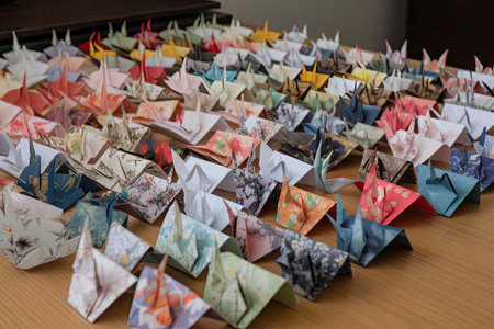 collection of origami cards, ready to be gifted, created with generative aiの素材
