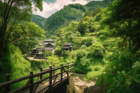 off-the-beaten-path destination with lush greenery and beautiful scenery, created with generative aiの素材