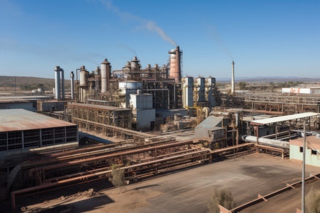 aluminim plant, with smelting and refining equipment visible, created with generative aiの素材