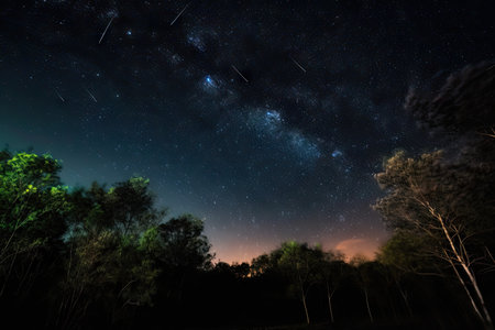 astrophotographer, using long exposure to capture starry night sky and bring out the colors of the stars, created with generative aiの素材