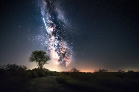 rocket launch with view of the stars and galaxies in the background, created with generative aiの素材