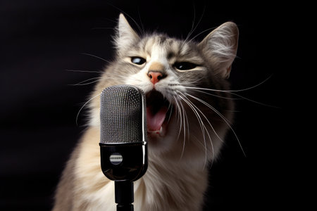 r&b ballad, with catlike rock star singing words of love and devotion, created with generative aiの素材