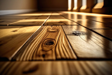 close-up of wooden flooring, part of eco-friendly building project, created with generative aiの素材
