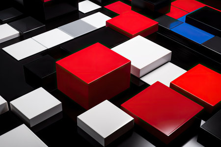 bold color blocks on black and white background, created with generative aiの素材