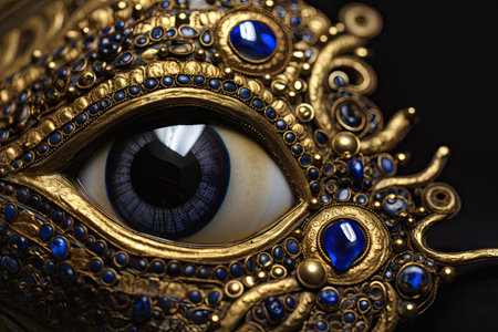 close-up of evil eye, with intricate details visible, created with generative aiの素材