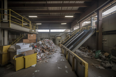 recycling center, where various types of recyclables are sorted and prepared for reuse, created with generative aiの素材