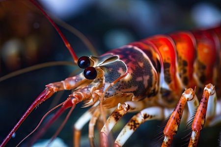 close-up of tiger shrimp prawns claws with vivid color and texture, created with generative aiの素材