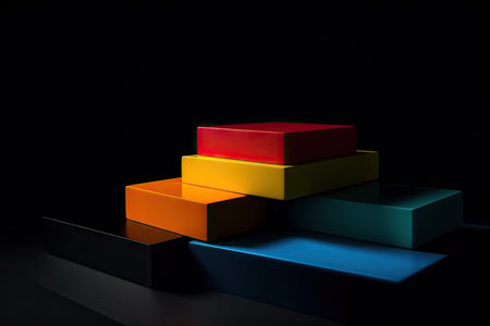 bold color blocks on black background for dramatic effect, created with generative aiの素材