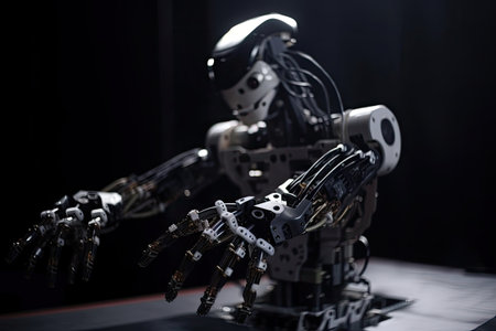 performed by robot with precise, delicate hands, created with generative aiの素材