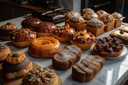 a collection of artisinal pastries, ready to be enjoyed, created with generative aiの素材