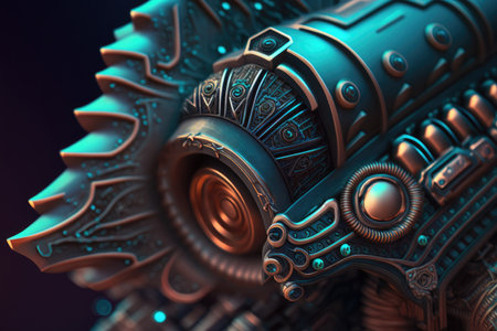 close-up of alien blaster, with its intricate design and technology seen in detail, created with generative aiの素材