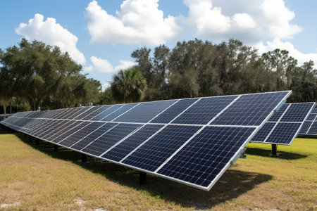 energy company, unveiling new solar energy project at public ceremony, created with generative aiの素材