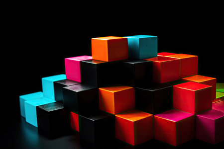 bold color blocks on a black background for high contrast, created with generative aiの素材