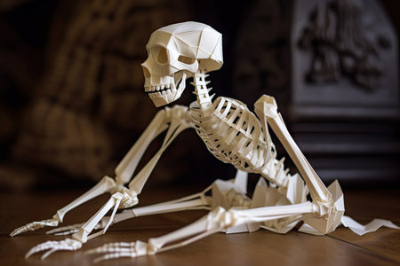 paper skeleton, with origami details for bones and joints, created with generative aiの素材