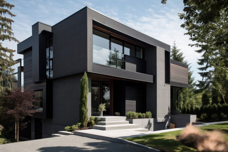 contemporary home with clean lines and sleek, minimalist details, created with generative aiの素材