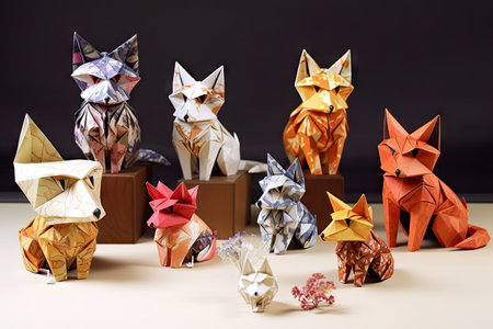 collection of origami paper crafts, each unique and special, created with generative aiの素材