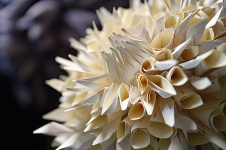 close-up of intricate paper flower, made using origami techniques, created with generative aiの素材