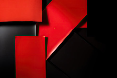 bold red color block on black background, created with generative aiの素材
