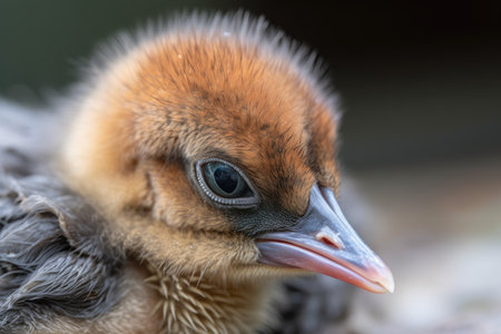 close-up of newborn bird with its eyes still closed and feathers in disarray, created with generative aiの素材