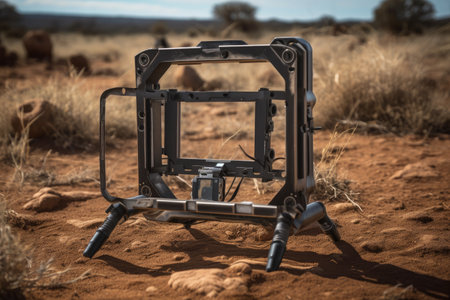 a metal detector frame with a camera attached, filming the world around it, created with generative aiの素材