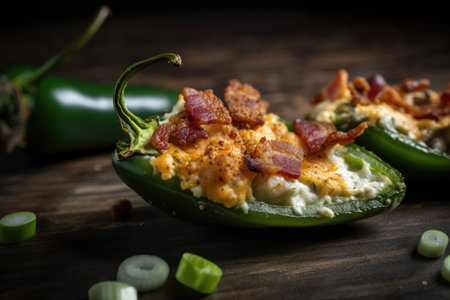 spicy jalapeno popper with cream cheese and bacon, created with generative aiの素材