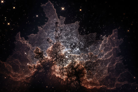 galactic dust storm, with nebulae and star clusters visible in the background, created with generative aiの素材
