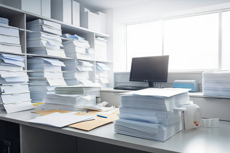 a paperless office, with documents and files stored digitally, created with generative aiの素材