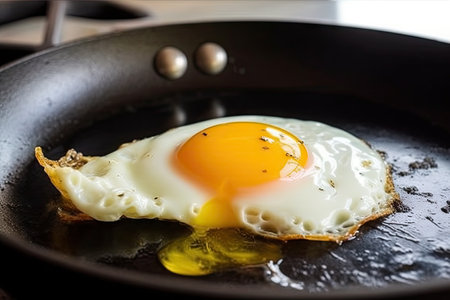 step-by-step guide to making perfect fried eggs, with tips on how to flip and season, created with generative aiの素材