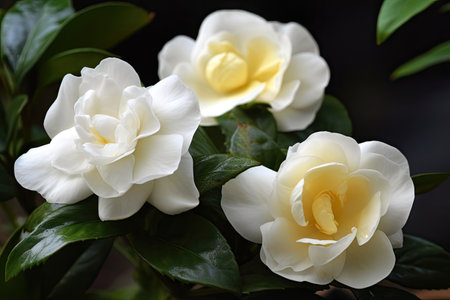 close-up of delicate gardenias in bloom, created with generative aiの素材