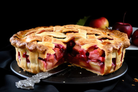 towering fruit pie with flaky crust and juicy filling, created with generative aiの素材
