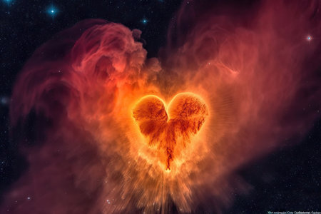 heartwarming moment when a shooting star flies through the heart of a nebula, created with generative aiの素材