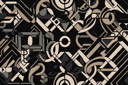 pattern of interlocking geometric shapes and letters, created with generative aiの素材