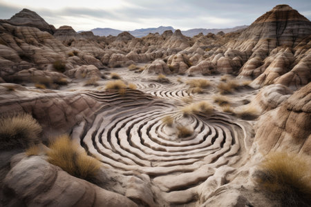 labyrinth of twisting and turning natural rock formations, created with generative aiの素材