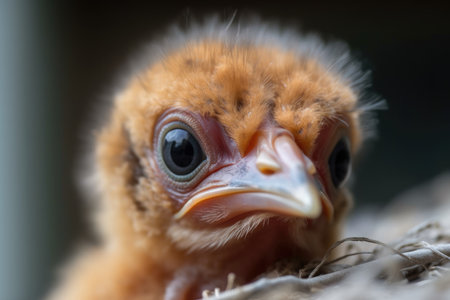 newborn bird with its eye open, looking out on the world for the first time, created with generative aiの素材