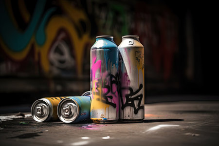 spray can and paint, ready for the next piece of graffiti art, created with generative aiの素材