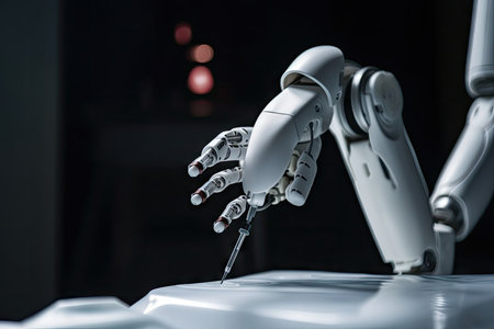 medical robot performing delicate , with scalpel in hand, created with generative aiの素材