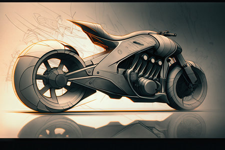 motorcycle design sketch, with sleek and futuristic elements, created with generative aiの素材