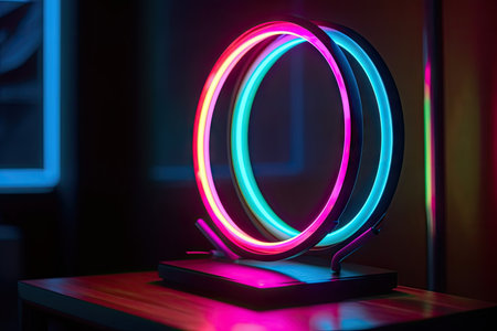 neon frame mockup with a close-up of the neon light, showcasing its vibrant glow, created with generative aiの素材