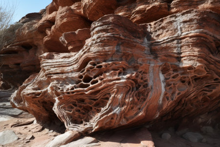 close-up of natural rock formation, with intricate details visible, created with generative aiの素材