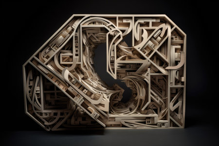 geometric typography with intricate and interwoven letters, forming a single word, created with generative aiの素材