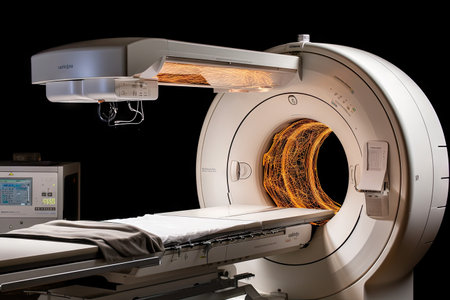 medical scanner, with close-up of intricate and complex circuitry, created with generative aiの素材