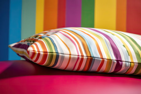 close-up of crisp, clean pillowcase against a colorful background, created with generative aiの素材