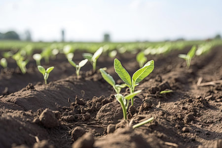 farmers planting genetically modified crops that are drought resistant, created with generative aiの素材