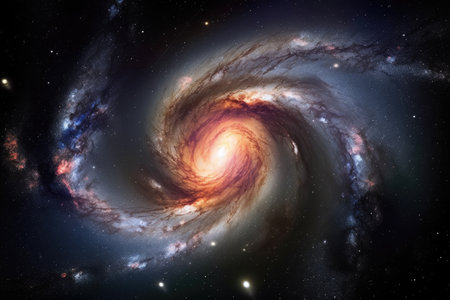 close-up of galaxy and nebula formations, with stars and nebulae in the background, created with generative aiの素材