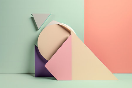 minimalist composition of geometric shapes, with a single focal point, created with generative aiの素材