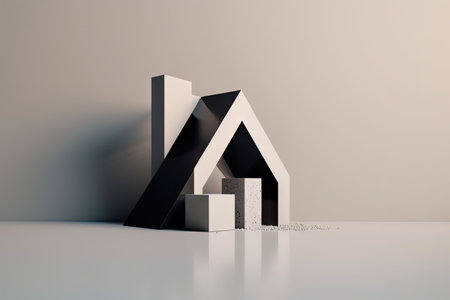 geometric typography in a minimalist setting, with a single lettering or word on the screen, created with generative aiの素材