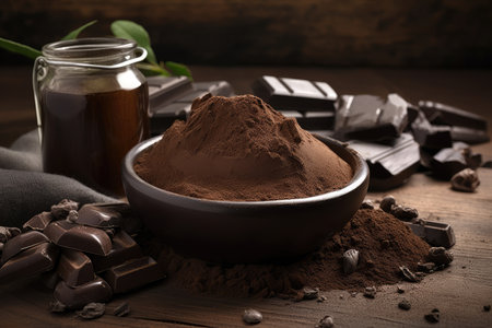 chocolate mud bath, with chocolate and cocoa powder mixture for luxurious skin treatment, created with generative aiの素材