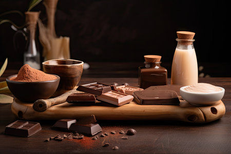 bar of chocolate with variety of body and face treatments, created with generative aiの素材